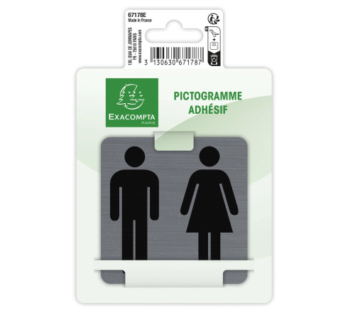 Plaque adhésives imitation aluminiumToilettes dame / homme 7,5x7,5 cm