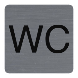 Plaque adhésive imitation aluminium WC 7,5x7,5 cm