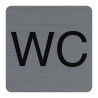 Plaque adhésive imitation aluminium WC 7,5x7,5 cm