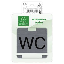 Plaque adhésive imitation aluminium WC 7,5x7,5 cm