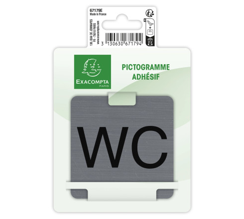 Plaque adhésive imitation aluminium WC 7,5x7,5 cm