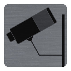 Plaque adhésive imitation aluminium Surveillance caméra 7,5x7,5 cm