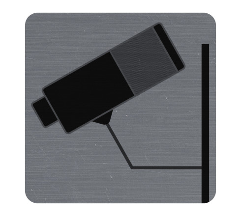 Plaque adhésive imitation aluminium Surveillance caméra 7,5x7,5 cm