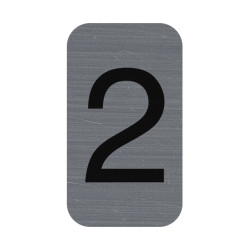 Plaque adhésive imitation Aluminium Chiffre 2 2,5x4,4 cm