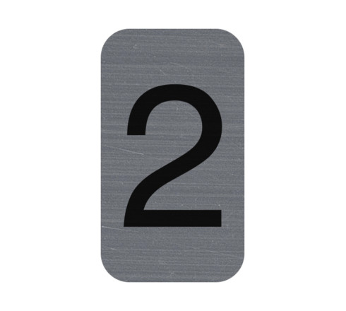 Plaque adhésive imitation Aluminium Chiffre 2 2,5x4,4 cm