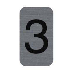 Plaque adhésive imitation Aluminium Chiffre 3 2,5x4,4 cm