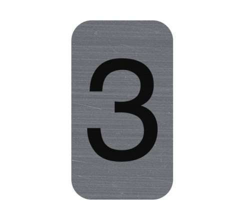 Plaque adhésive imitation Aluminium Chiffre 3 2,5x4,4 cm