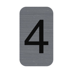 Plaque adhésive imitation Aluminium Chiffre 4 2,5x4,4 cm