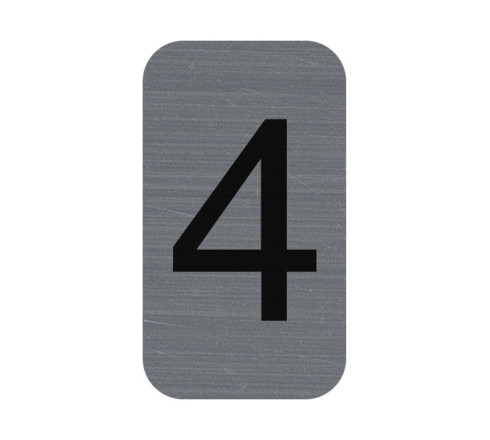 Plaque adhésive imitation Aluminium Chiffre 4 2,5x4,4 cm