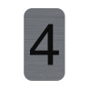 Plaque adhésive imitation Aluminium Chiffre 4 2,5x4,4 cm
