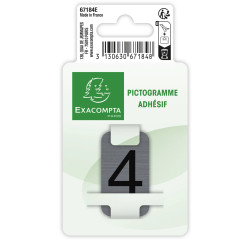 Plaque adhésive imitation Aluminium Chiffre 4 2,5x4,4 cm