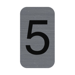 Plaque adhésive imitation Aluminium Chiffre 5 2,5x4,4 cm