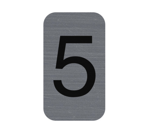 Plaque adhésive imitation Aluminium Chiffre 5 2,5x4,4 cm