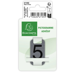 Plaque adhésive imitation Aluminium Chiffre 5 2,5x4,4 cm