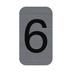 Plaque adhésive imitation Aluminium Chiffre 6 2,5x4,4 cm