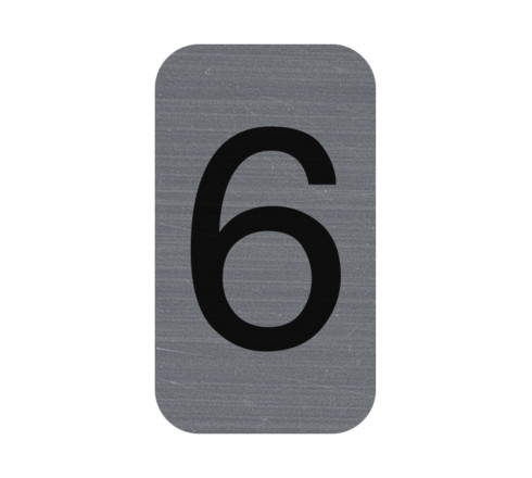 Plaque adhésive imitation Aluminium Chiffre 6 2,5x4,4 cm