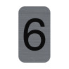 Plaque adhésive imitation Aluminium Chiffre 6 2,5x4,4 cm