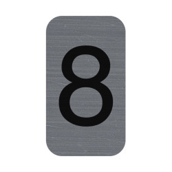 Plaque adhésive imitation Aluminium Chiffre 8 2,5x4,4 cm