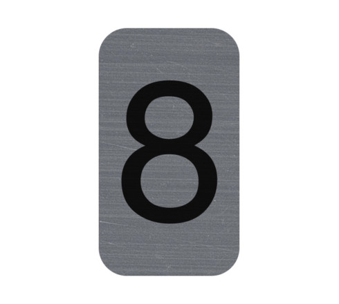 Plaque adhésive imitation Aluminium Chiffre 8 2,5x4,4 cm