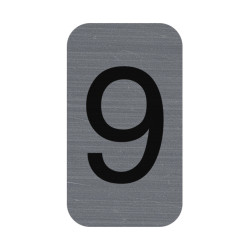 Plaque adhésive imitation Aluminium Chiffre 9 2,5x4,4 cm
