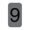 Plaque adhésive imitation Aluminium Chiffre 9 2,5x4,4 cm