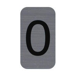 Plaque adhésive imitation Aluminium Chiffre 0 2,5x4,4 cm