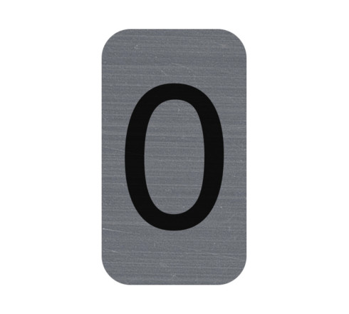 Plaque adhésive imitation Aluminium Chiffre 0 2,5x4,4 cm