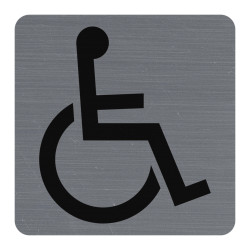 Plaque adhésive imitation aluminium Handicapés 7,5x7,5 cm