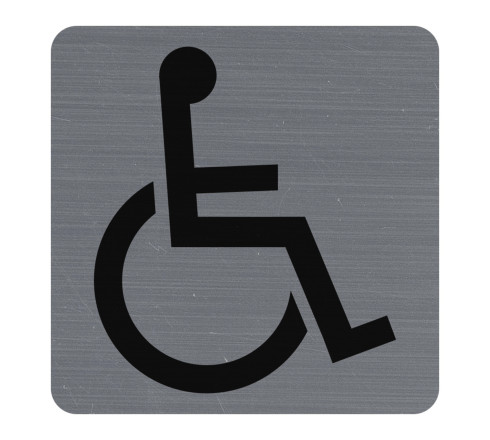 Plaque adhésive imitation aluminium Handicapés 7,5x7,5 cm