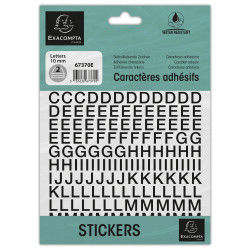Pochette de lettres adhésives noires A-Z 10 mm
