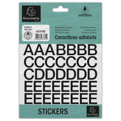 Pochette de lettres adhésives noires A-Z 20 mm