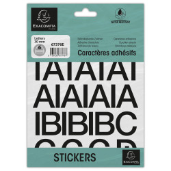 Pochette de lettres adhésives noires A-Z 30 mm