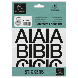 Pochette de lettres adhésives noires A-Z 40 mm