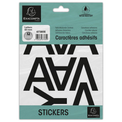 Pochette de lettres adhésives noires A-Z 60 mm