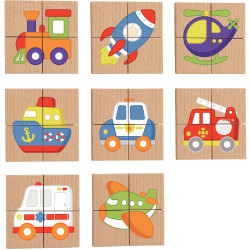 Puzzles 32 blocs magnétiques, les transports