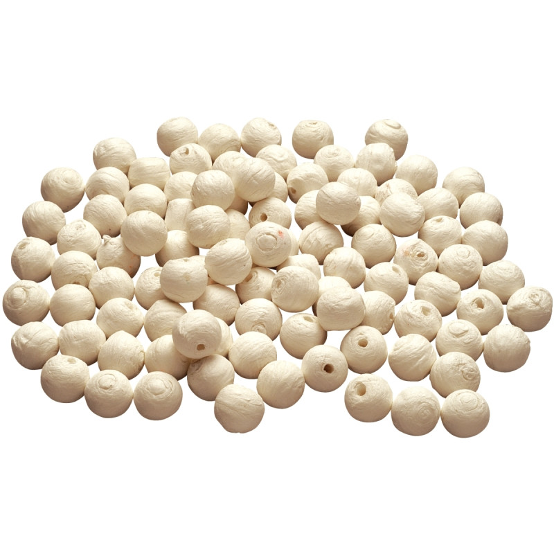 Sachet de 50 boules cellulose blanches, diamètre 30 mm