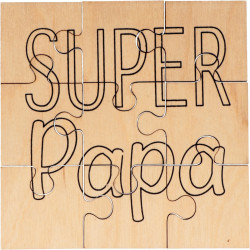 Puzzle en bois 9 pièces, Super Papa