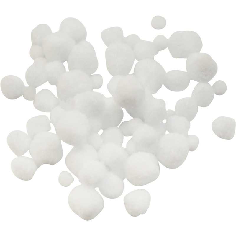 Sachet de 150 pompons blanc taille assortie