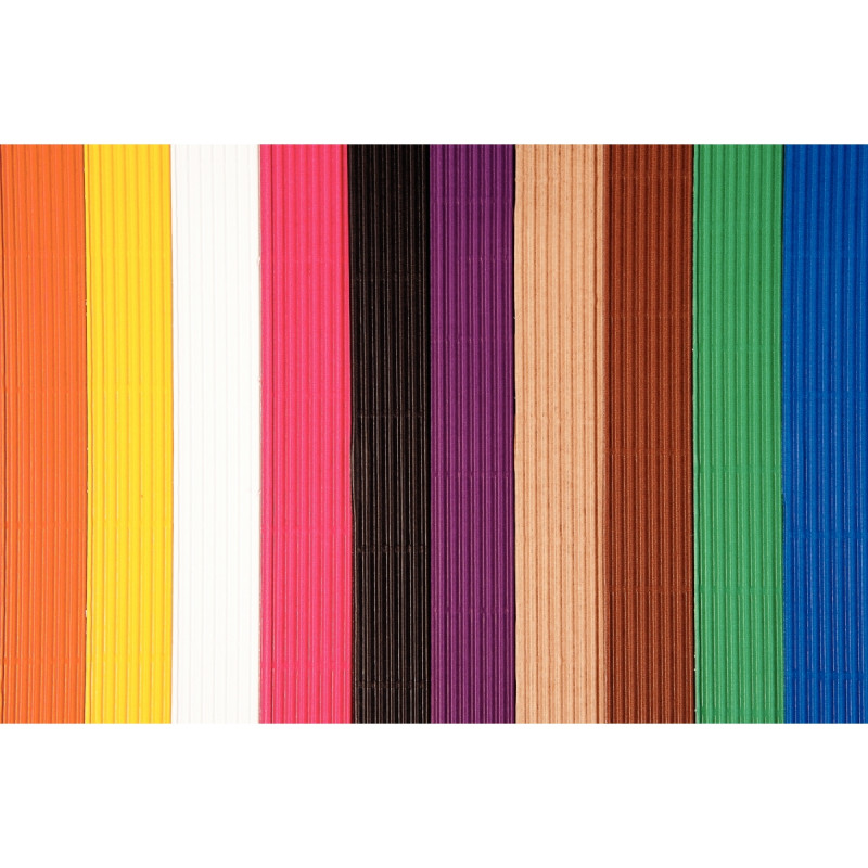 Pochette de 10 feuilles de carton ondulé, 50 x 70 cm, couleurs assorti