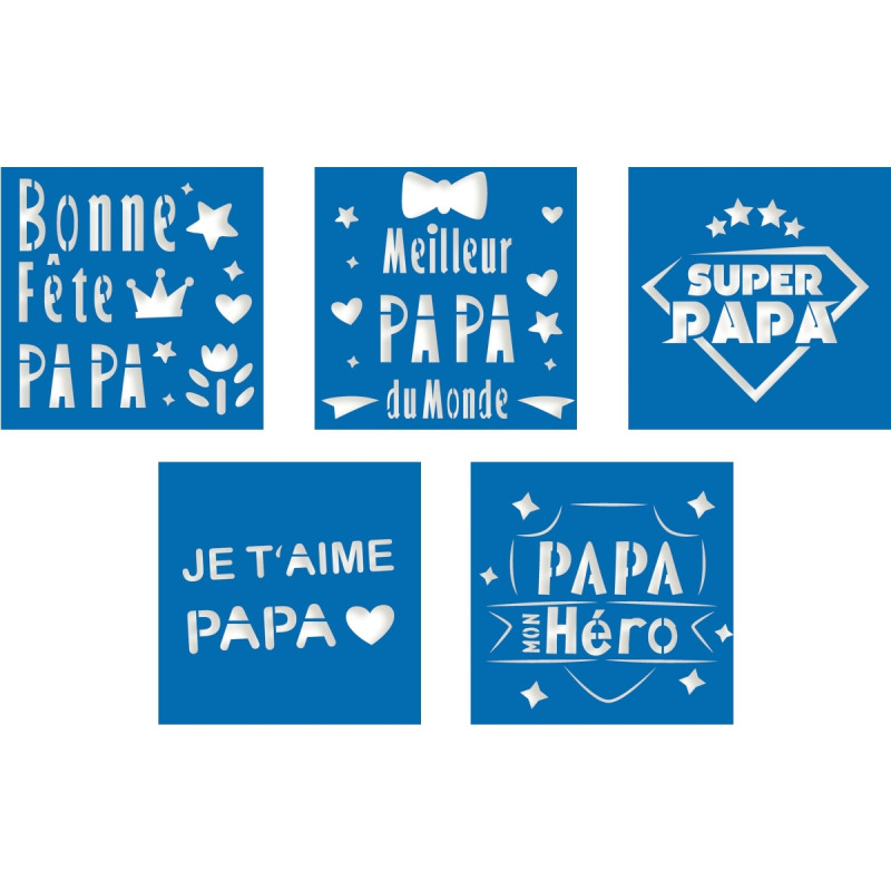 Lot de 5 pochoirs PAPA
