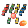 Lot de 12 cartes de 50 index standards repositionnables assortis dont