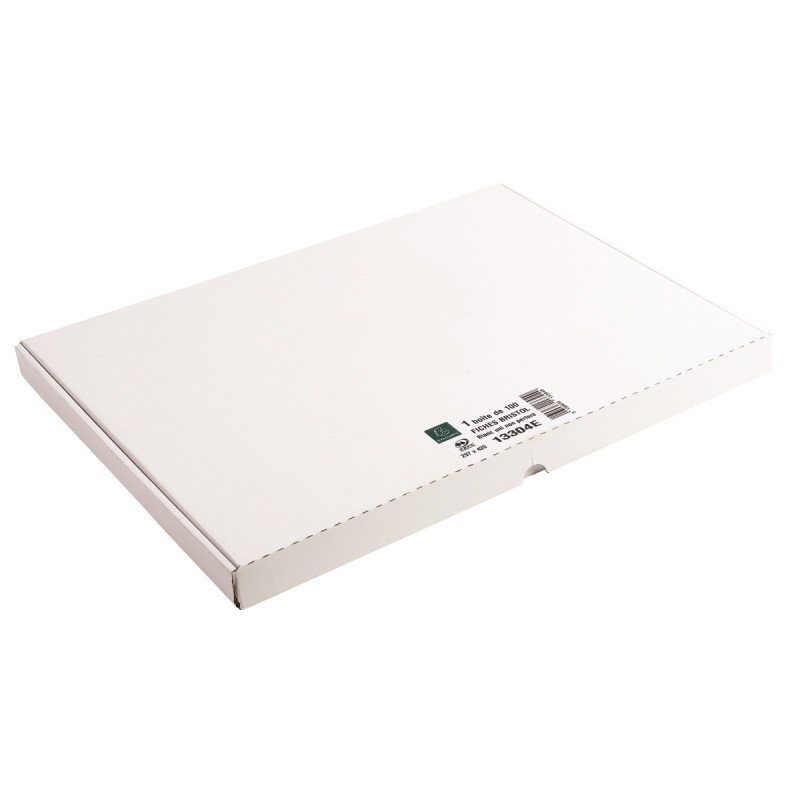 Boîte de 100 fiches bristol non perforées carte forte 205 g uni blanc