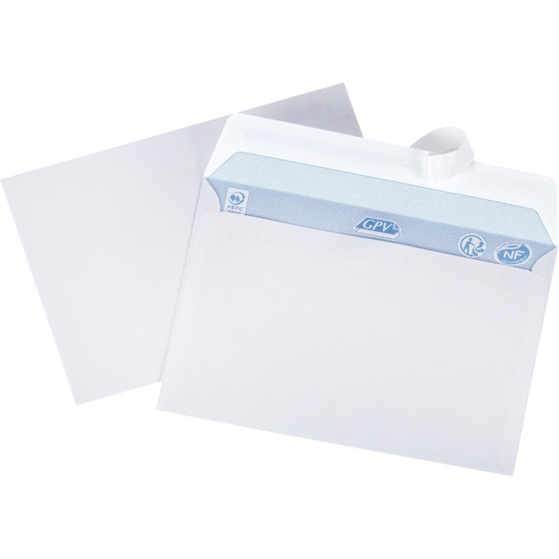 Boite de 500 enveloppes blanches 114x162mm 80g bande siliconée