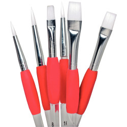 Pot de 72 pinceaux et brosses synthétiques avec grip caoutchouc ergono