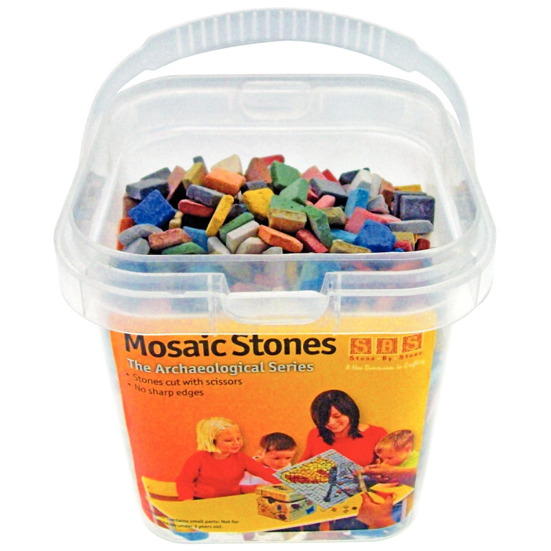 Seau de 1kg de petites mosaïques antiques, format 10x10 mm, 12 couleur