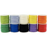 Lot de 10 bobines de cordon couleurs 20 mètres couleurs assorties