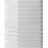 Jeu de 12 intercalaires numériques en polypropylène gris, format A4+