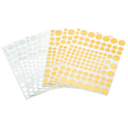 Pochette de 2080 gommettes rondes métallisées assorties : or et argent