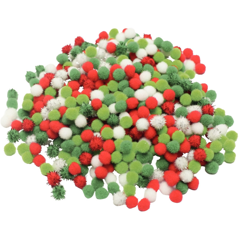 Sachet 1000 mini pompons noël coloris assortis