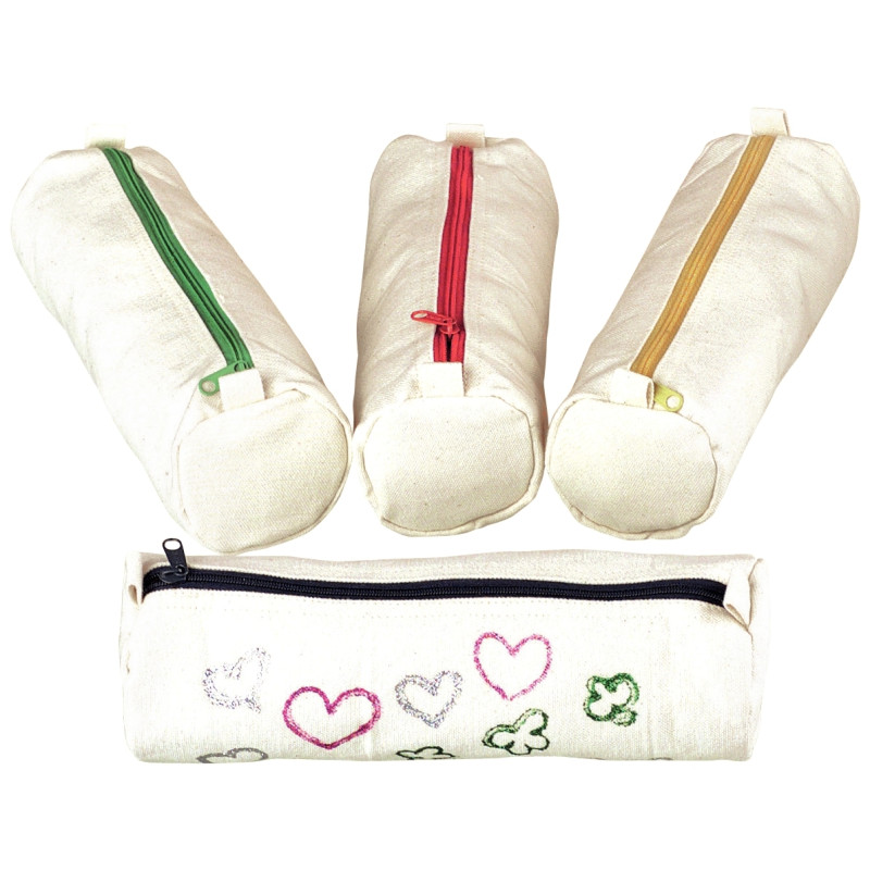 Lot de 10 trousses en coton, coloris assortis